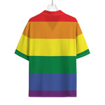 LGBT Pride Rainbow Striped Print Rayon Hawaiian Shirt