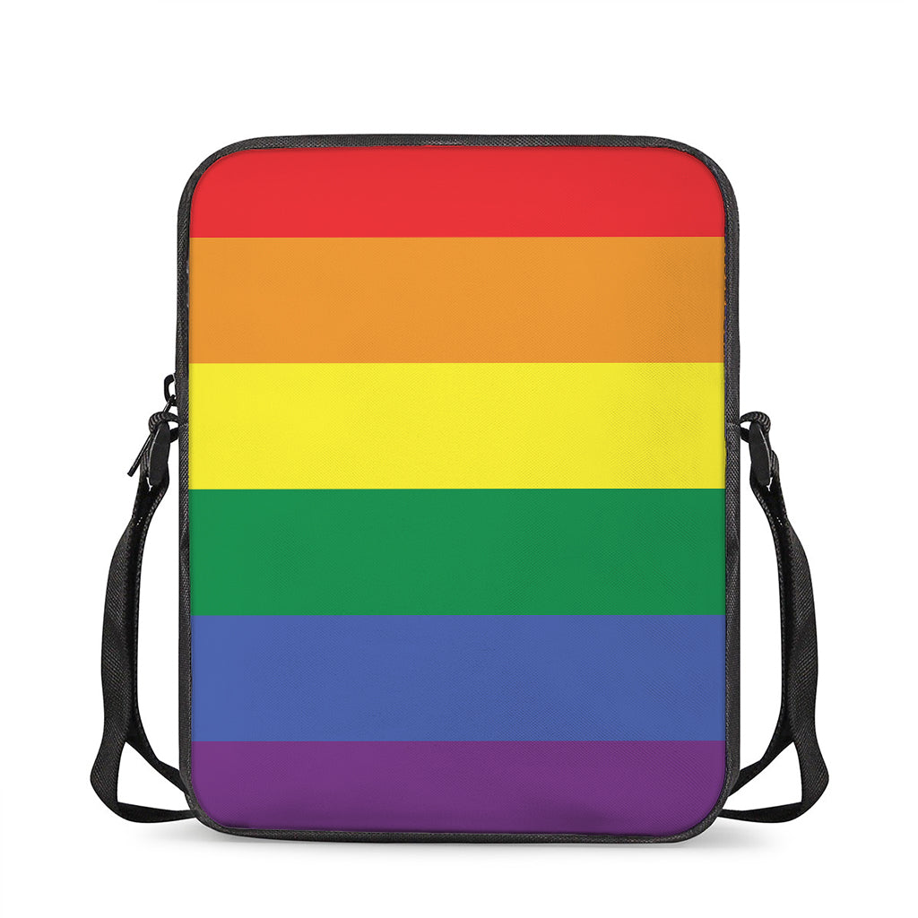 LGBT Pride Rainbow Striped Print Rectangular Crossbody Bag