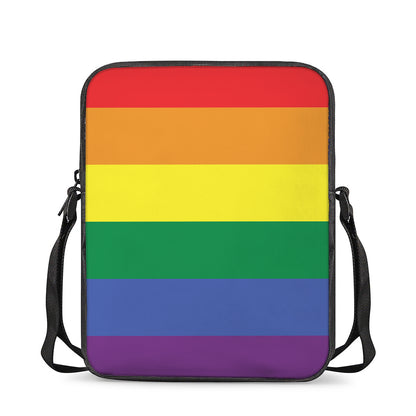 LGBT Pride Rainbow Striped Print Rectangular Crossbody Bag