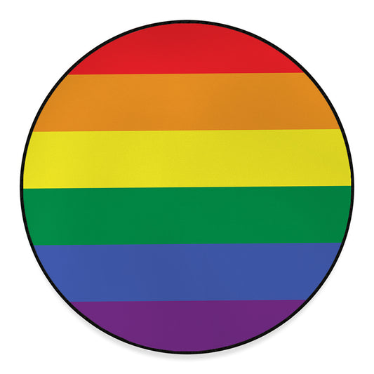 LGBT Pride Rainbow Striped Print Round Floor Mat