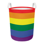 LGBT Pride Rainbow Striped Print Round Laundry Basket