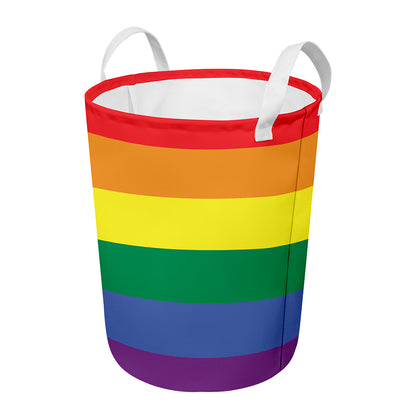 LGBT Pride Rainbow Striped Print Round Laundry Basket