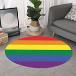 LGBT Pride Rainbow Striped Print Round Rug
