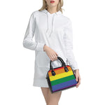 LGBT Pride Rainbow Striped Print Shoulder Handbag