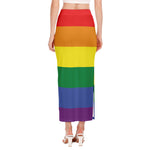 LGBT Pride Rainbow Striped Print Side Slit Maxi Skirt