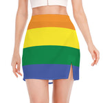 LGBT Pride Rainbow Striped Print Side Slit Mini Skirt