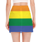 LGBT Pride Rainbow Striped Print Side Slit Mini Skirt