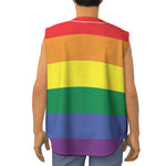 LGBT Pride Rainbow Striped Print Sleeveless Baseball Jersey