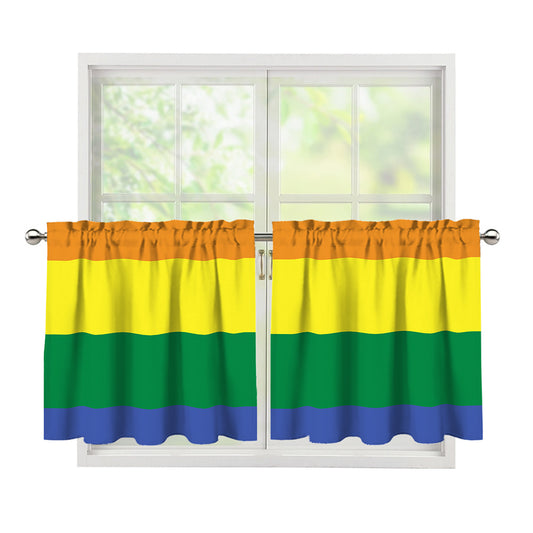 LGBT Pride Rainbow Striped Print Tier Curtains