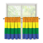 LGBT Pride Rainbow Striped Print Tier Curtains