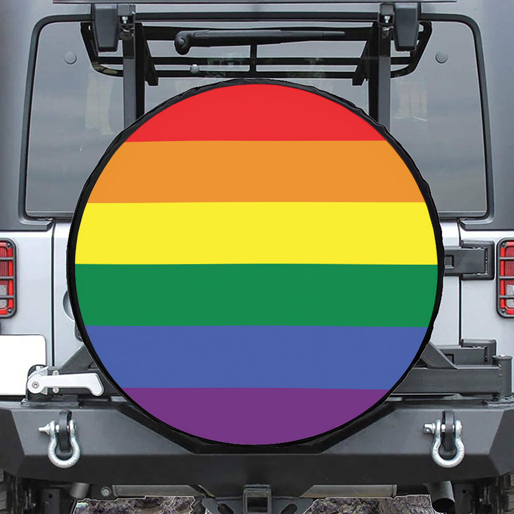 LGBT Pride Rainbow Striped Print Tire Cover