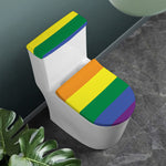 LGBT Pride Rainbow Striped Print Toilet Lid And Tank Cover Set