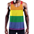 LGBT Pride Rainbow Striped Print Men's Workout Tank Top