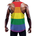 LGBT Pride Rainbow Striped Print Training Tank Top