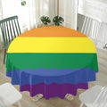 LGBT Pride Rainbow Striped Print Waterproof Round Tablecloth