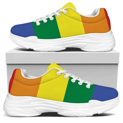 LGBT Pride Rainbow Striped Print White Chunky Shoes