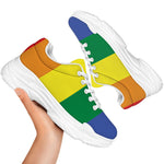 LGBT Pride Rainbow Striped Print White Chunky Shoes