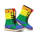 LGBT Pride Rainbow Striped Print Winter Boots