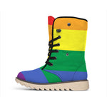 LGBT Pride Rainbow Striped Print Winter Boots