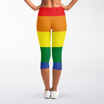 LGBT Pride Rainbow Striped Print Women's Capri Leggings