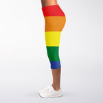 LGBT Pride Rainbow Striped Print Women's Capri Leggings