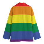 LGBT Pride Rainbow Striped Print Women's Cotton Blazer