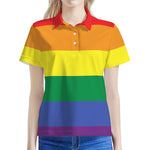 LGBT Pride Rainbow Striped Print Women's Polo Shirt