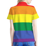 LGBT Pride Rainbow Striped Print Women's Polo Shirt