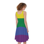 LGBT Pride Rainbow Striped Print Women's Sleeveless Dress