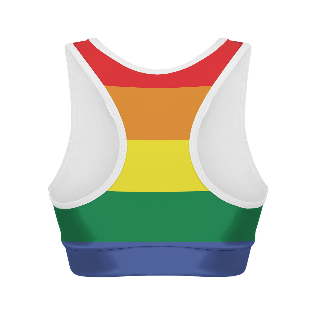 LGBT Pride Rainbow Striped Print Women's Sports Bra