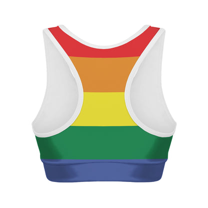 LGBT Pride Rainbow Striped Print Women's Sports Bra