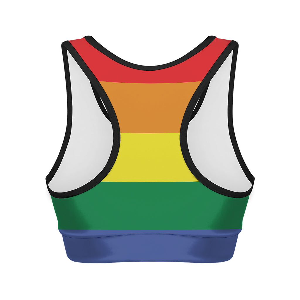 LGBT Pride Rainbow Striped Print Women's Sports Bra