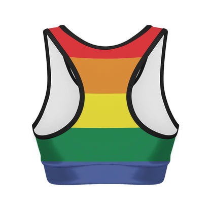LGBT Pride Rainbow Striped Print Women's Sports Bra