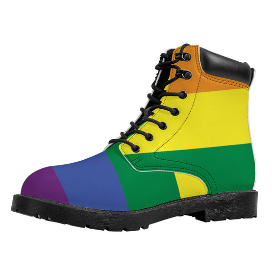 LGBT Pride Rainbow Striped Print Work Boots