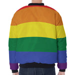 LGBT Pride Rainbow Striped Print Zip Sleeve Bomber Jacket