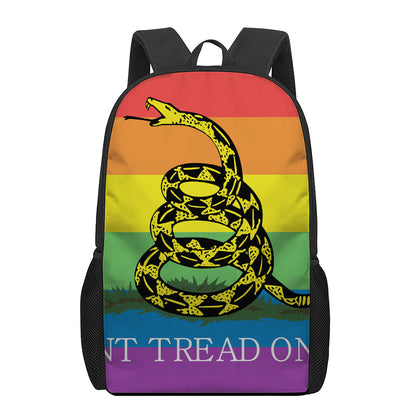 LGBT Rainbow Gadsden Flag Print 17 Inch Backpack