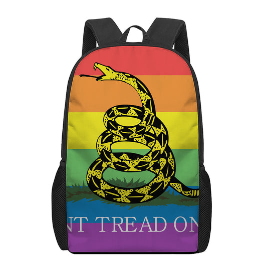 LGBT Rainbow Gadsden Flag Print 17 Inch Backpack