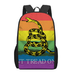 LGBT Rainbow Gadsden Flag Print 17 Inch Backpack