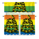 LGBT Rainbow Gadsden Flag Print 3 Piece Kitchen Curtains