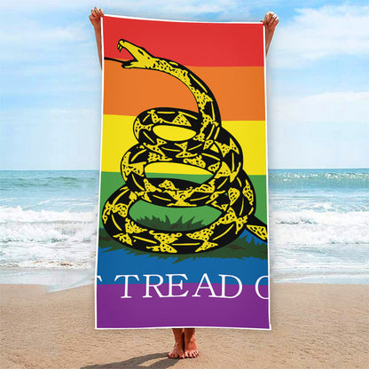 LGBT Rainbow Gadsden Flag Print Beach Towel
