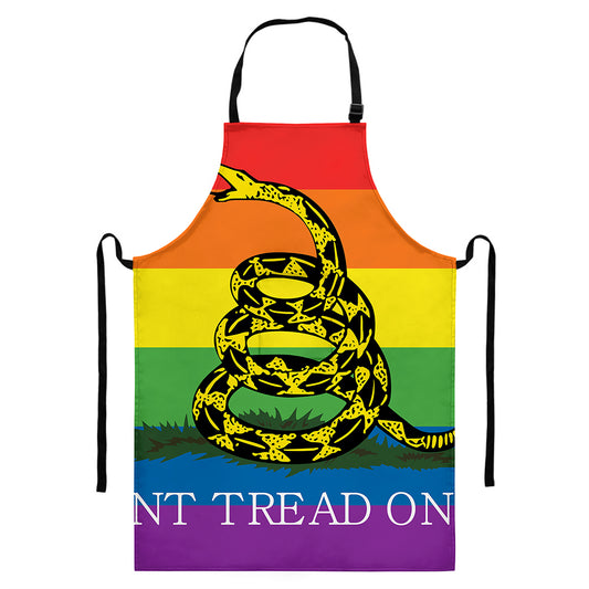 LGBT Rainbow Gadsden Flag Print Bib Apron With Pocket