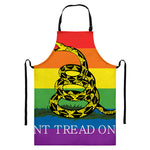 LGBT Rainbow Gadsden Flag Print Bib Apron With Pocket