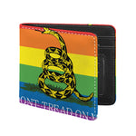 LGBT Rainbow Gadsden Flag Print Bifold Wallet