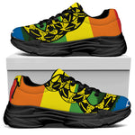 LGBT Rainbow Gadsden Flag Print Black Chunky Shoes