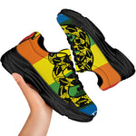 LGBT Rainbow Gadsden Flag Print Black Chunky Shoes
