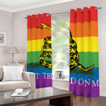 LGBT Rainbow Gadsden Flag Print Blackout Grommet Curtains