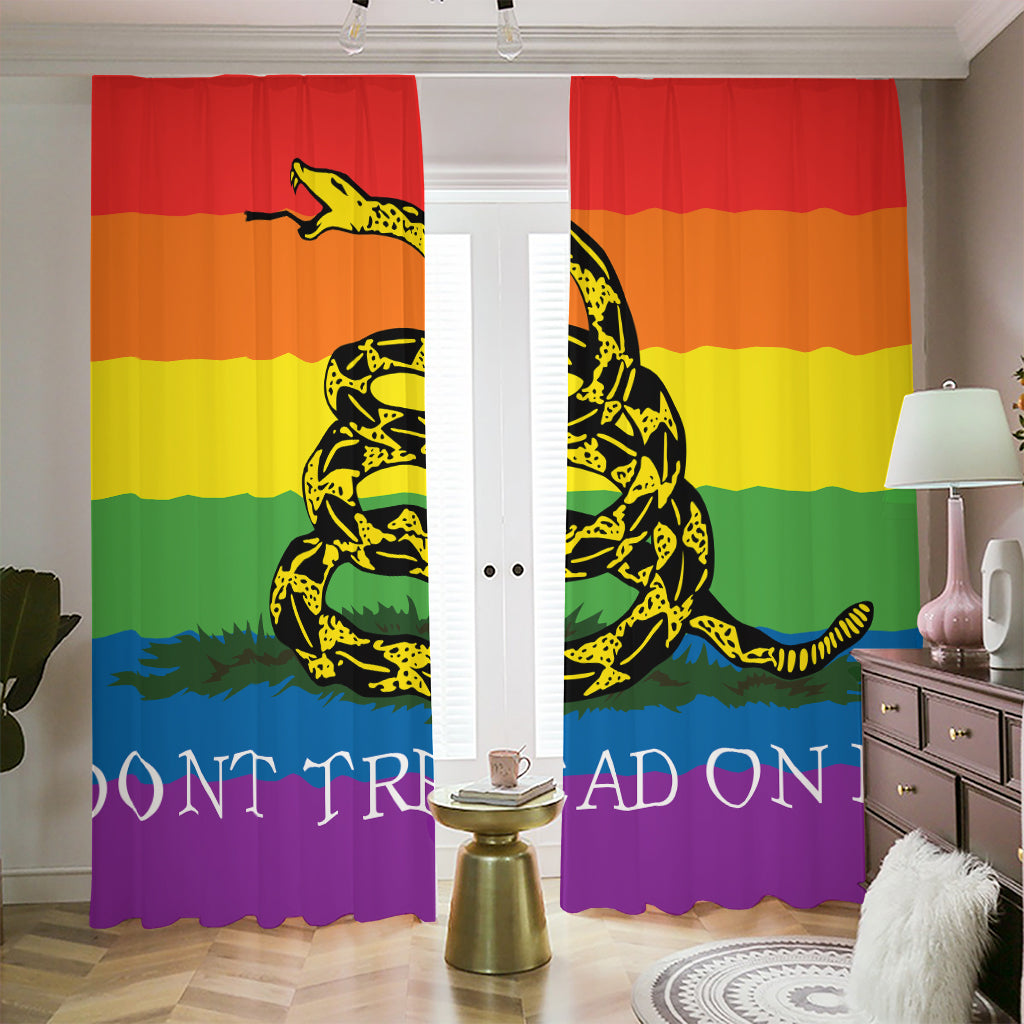 LGBT Rainbow Gadsden Flag Print Blackout Pencil Pleat Curtains