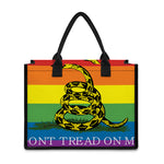 LGBT Rainbow Gadsden Flag Print Canvas Tote Bag