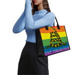 LGBT Rainbow Gadsden Flag Print Canvas Tote Bag