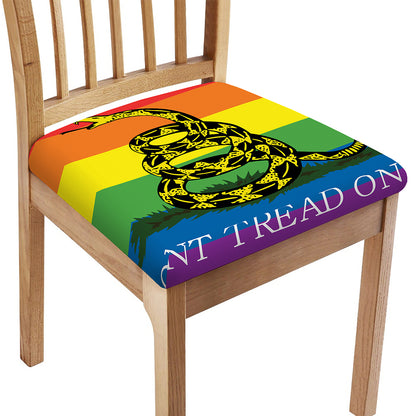 LGBT Rainbow Gadsden Flag Print Chair Cushion Cover